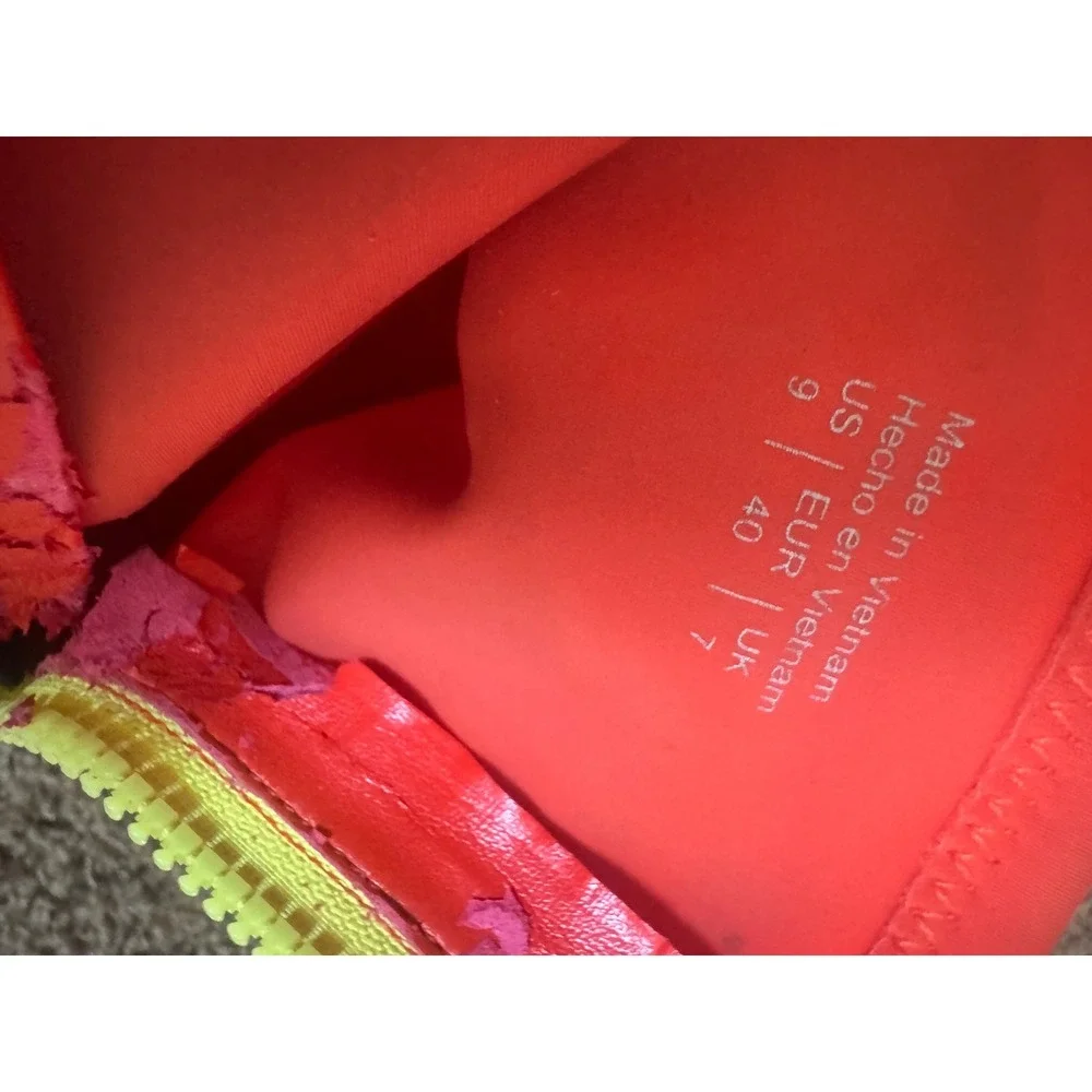 Aldo Neon Orange Sock Boots Peep Toe Stiletto Heel Gogo Retro Zip Womens 9/40